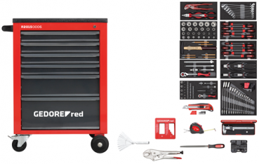 Gedore red Werkzeugsatz mit Werkzeugwagen 166 tlg.
