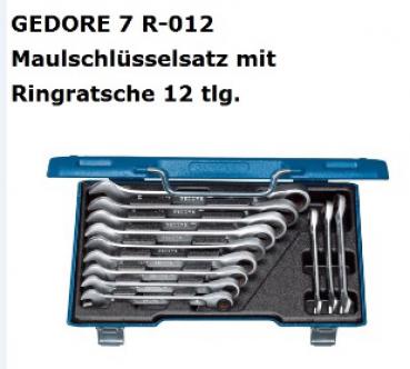 GEDORE 7 R-012 Maulschlüsselsatz mit Ringratsche 12 tlg.