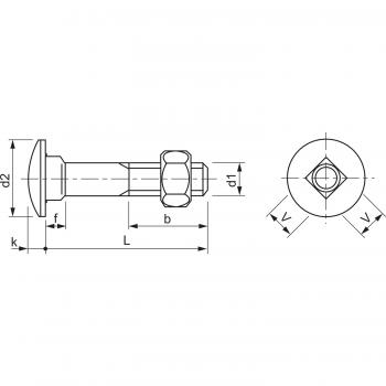 Torbandschraube mit Mutter DIN603 M5 - M12