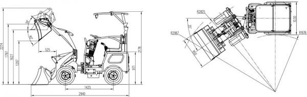Zipper Hoflader ZI-HL500AKKU mit Palettengabel und Euroaufnahme